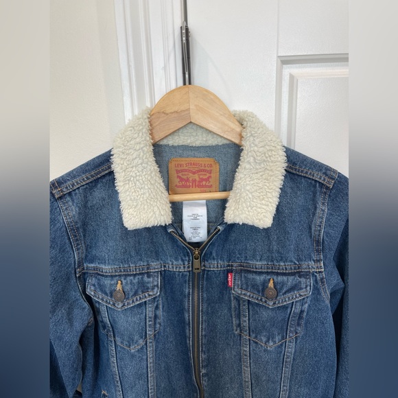 Levi Strauss Boy’s Jean Jacket Trucker Sherpa Collar Denim, Vintage, sz Large - Picture 3 of 8